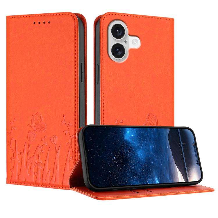 Tulips Butterfly Pattern Magnetic Vegan Leather Phone Case, For iPhone 18 Pro / 17 Pro, For iPhon...