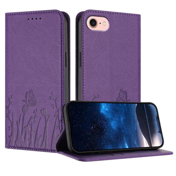 Tulips Butterfly Pattern Magnetic Vegan Leather Phone Case, For iPhone 18 Pro / 17 Pro, For iPhon...
