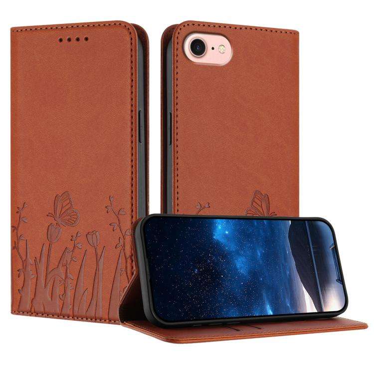 Tulips Butterfly Pattern Magnetic Vegan Leather Phone Case, For iPhone 18 Pro / 17 Pro, For iPhon...