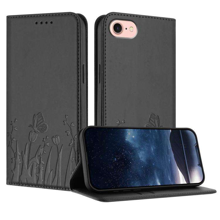 Tulips Butterfly Pattern Magnetic Vegan Leather Phone Case, For iPhone 18 Pro / 17 Pro, For iPhon...