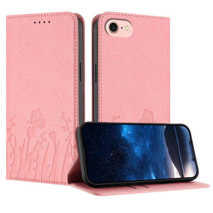 Tulips Butterfly Pattern Magnetic Vegan Leather Phone Case, For iPhone 18 Pro / 17 Pro, For iPhon...