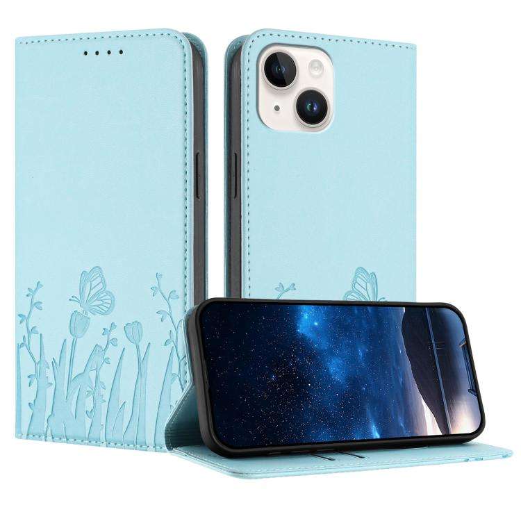 Tulips Butterfly Pattern Magnetic Vegan Leather Phone Case, For iPhone 13, For iPhone 13 mini, Fo...