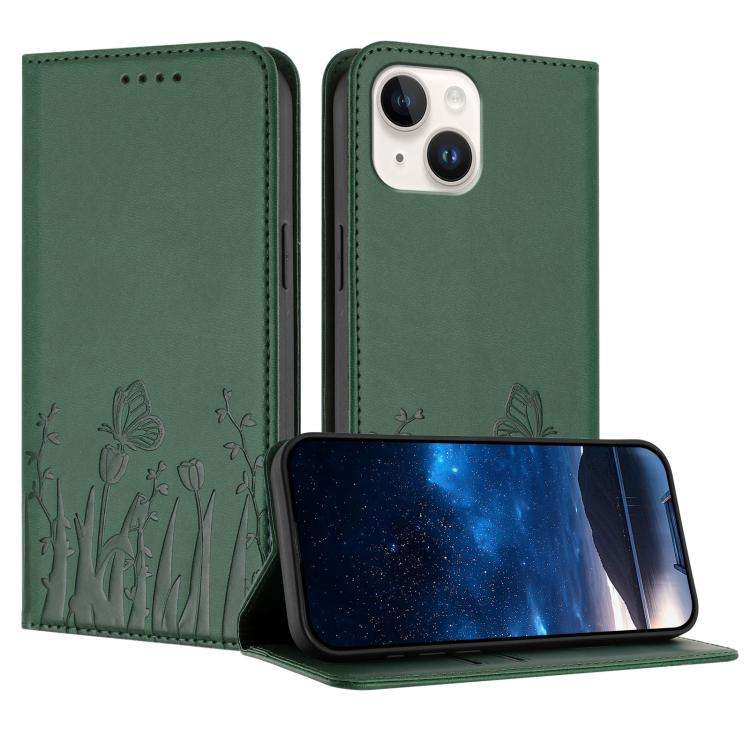 Tulips Butterfly Pattern Magnetic Vegan Leather Phone Case, For iPhone 13, For iPhone 13 mini, Fo...