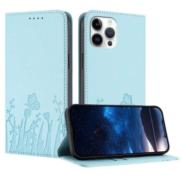 Tulips Butterfly Pattern Magnetic Vegan Leather Phone Case, For iPhone 13, For iPhone 13 mini, Fo...