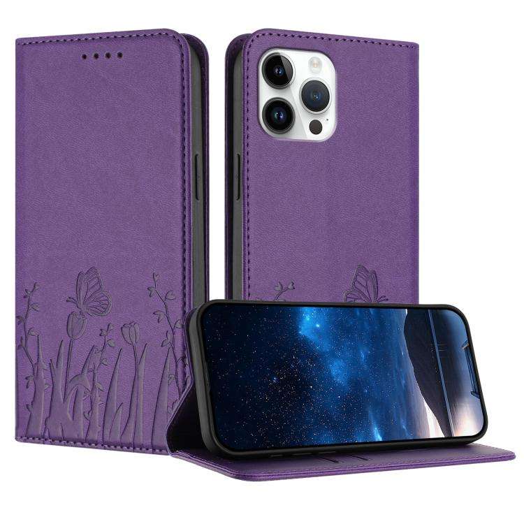 Tulips Butterfly Pattern Magnetic Vegan Leather Phone Case, For iPhone 13, For iPhone 13 mini, Fo...