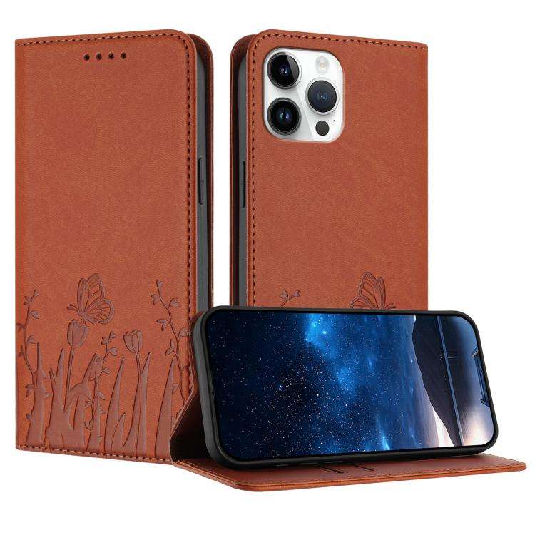 Tulips Butterfly Pattern Magnetic Vegan Leather Phone Case, For iPhone 13, For iPhone 13 mini, Fo...