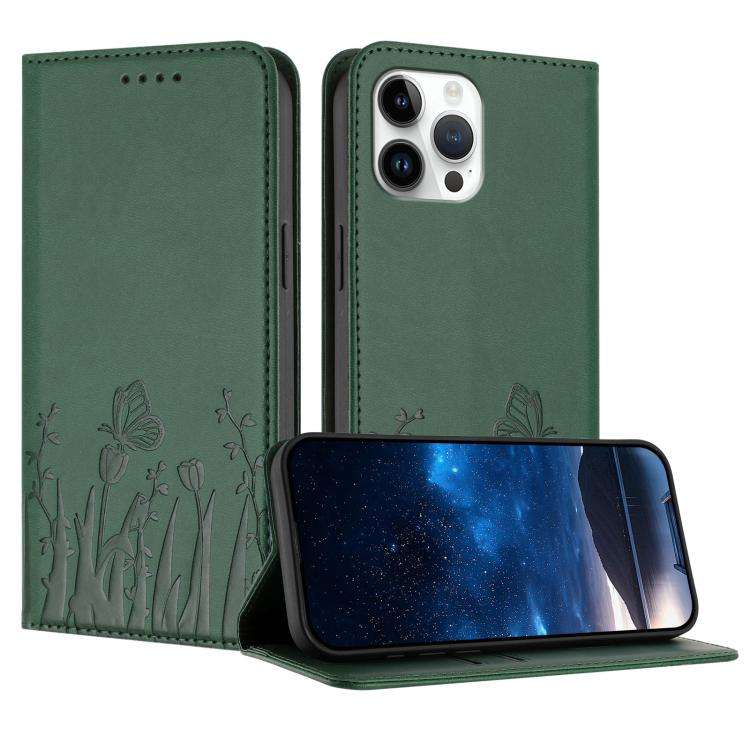 Tulips Butterfly Pattern Magnetic Vegan Leather Phone Case, For iPhone 13, For iPhone 13 mini, Fo...