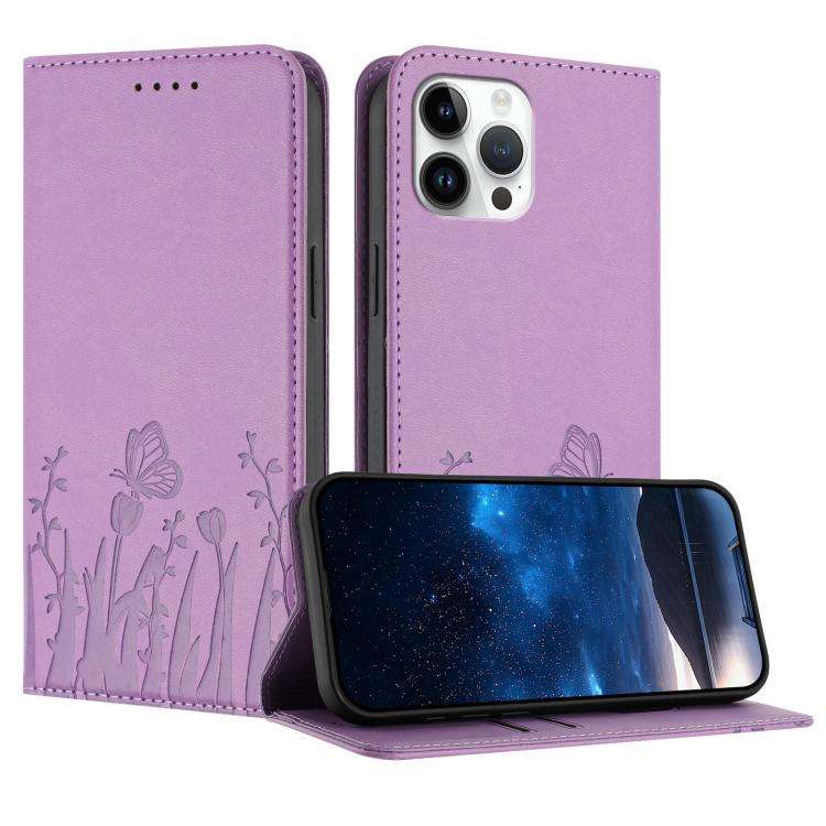 Tulips Butterfly Pattern Magnetic Vegan Leather Phone Case, For iPhone 13, For iPhone 13 mini, Fo...