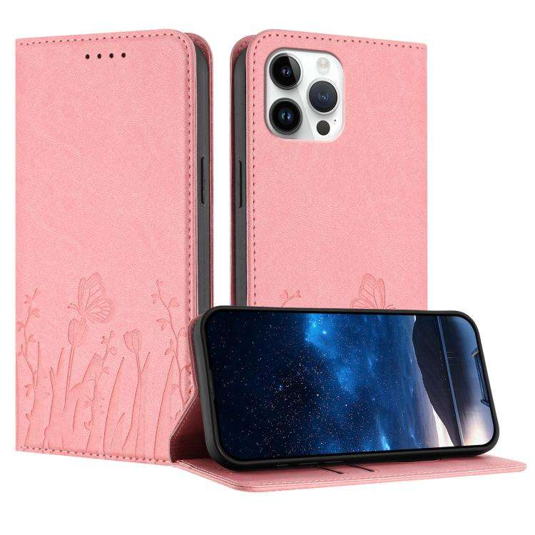 Tulips Butterfly Pattern Magnetic Vegan Leather Phone Case, For iPhone 13, For iPhone 13 mini, Fo...