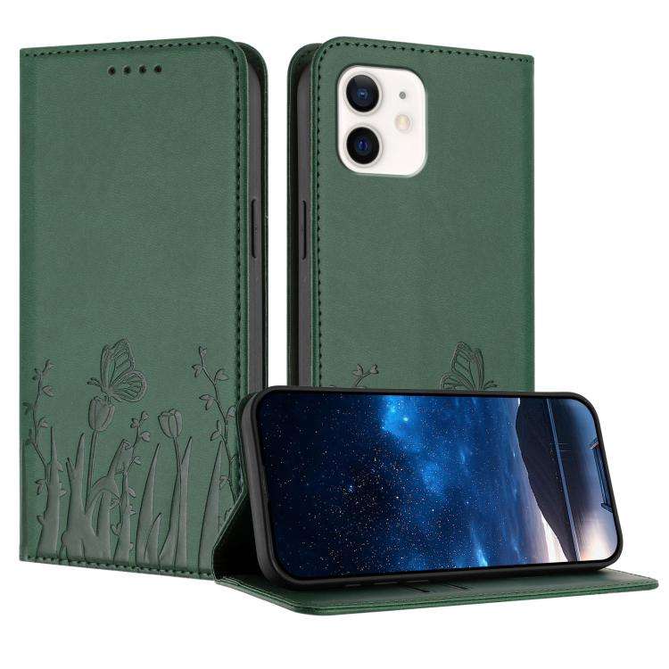 Tulips Butterfly Pattern Magnetic Vegan Leather Phone Case, For iPhone 13, For iPhone 13 mini, Fo...