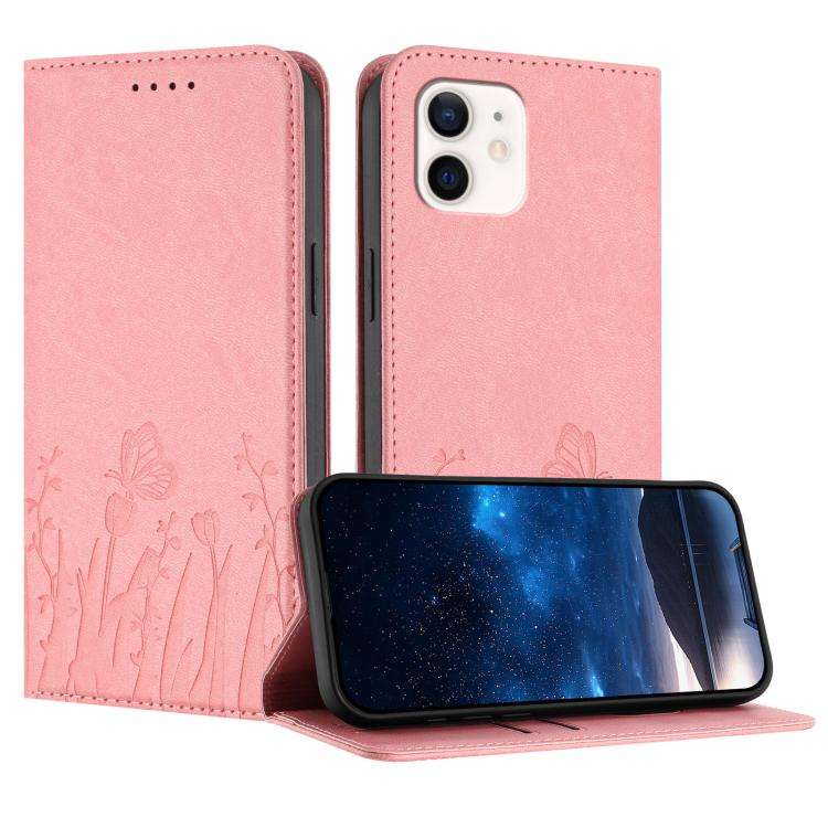 Tulips Butterfly Pattern Magnetic Vegan Leather Phone Case, For iPhone 13, For iPhone 13 mini, Fo...
