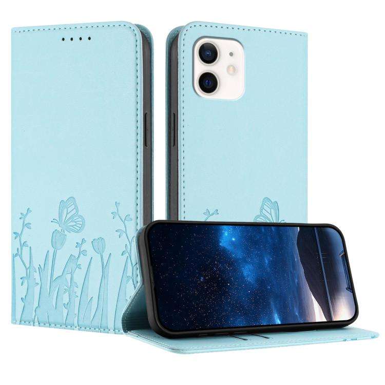 Tulips Butterfly Pattern Magnetic Vegan Leather Phone Case, For iPhone 12 mini, For iPhone 11 Pro...