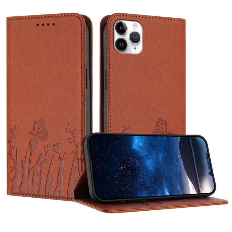 Tulips Butterfly Pattern Magnetic Vegan Leather Phone Case, For iPhone 12 mini, For iPhone 11 Pro...