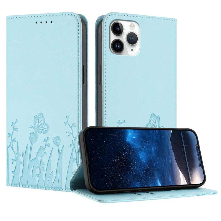 Tulips Butterfly Pattern Magnetic Vegan Leather Phone Case, For iPhone 12 mini, For iPhone 11 Pro...