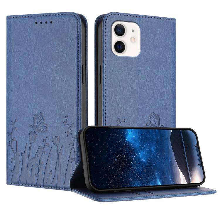Tulips Butterfly Pattern Magnetic Vegan Leather Phone Case, For iPhone 12 mini, For iPhone 11 Pro...