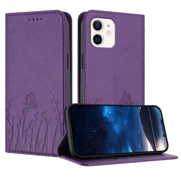 Tulips Butterfly Pattern Magnetic Vegan Leather Phone Case, For iPhone 12 mini, For iPhone 11 Pro...