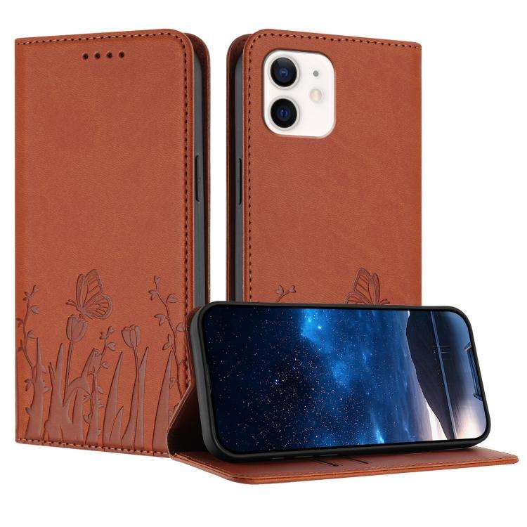 Tulips Butterfly Pattern Magnetic Vegan Leather Phone Case, For iPhone 12 mini, For iPhone 11 Pro...