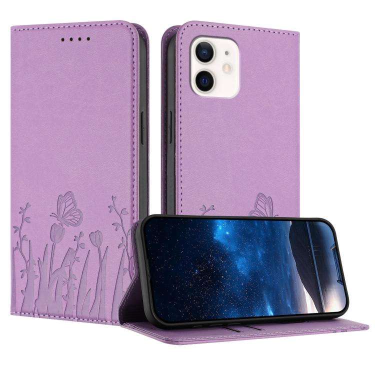 Tulips Butterfly Pattern Magnetic Vegan Leather Phone Case, For iPhone 12 mini, For iPhone 11 Pro...