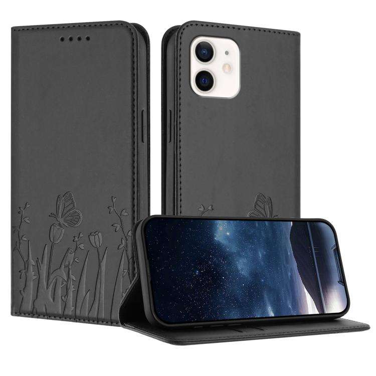Tulips Butterfly Pattern Magnetic Vegan Leather Phone Case, For iPhone 12 mini, For iPhone 11 Pro...
