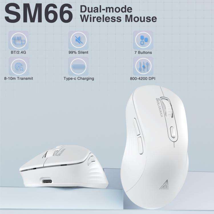 SOLAKAKA SM66 4200DPI 2.4GHz + BT Dual-mode Wireless Mouse, SM66