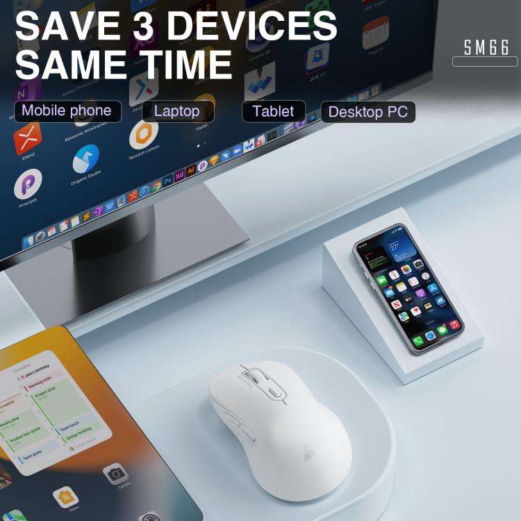 SOLAKAKA SM66 4200DPI 2.4GHz + BT Dual-mode Wireless Mouse, SM66