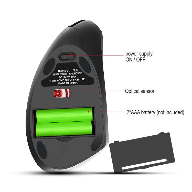 HXSJ T29 Bluetooth 3.0 Wireless Bluetooth 6-Keys 2400 DPI Adjustable Ergonomics Optical Vertical ...