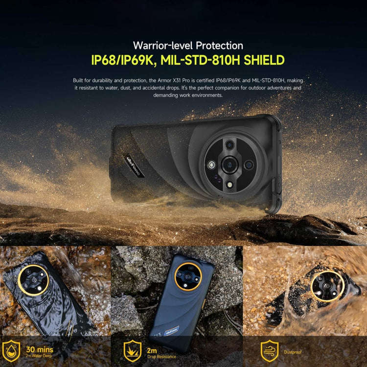 Ulefone Armor X31 Pro 5G, 8GB+256GB, Night Vision, IP68/IP69K Rugged Phone, 6.56 inch Android 14 ...