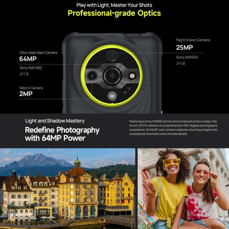 Ulefone Armor X31 Pro 5G, 8GB+256GB, Night Vision, IP68/IP69K Rugged Phone, 6.56 inch Android 14 ...