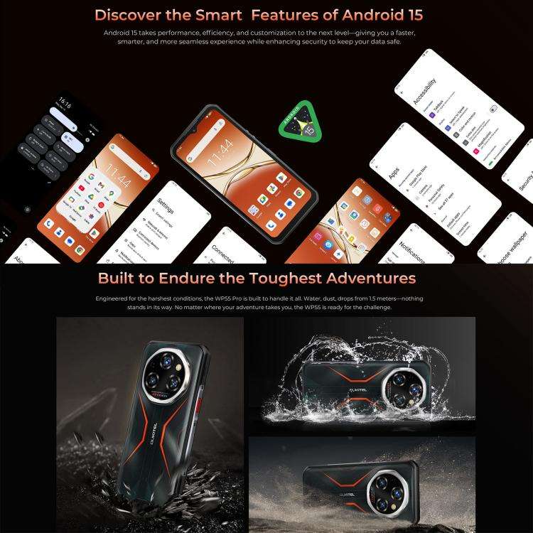Oukitel WP55 Pro 5G Rugged Phone, 16GB+512GB, 108MP Camera, Fingerprint Identification, 6.6 inch ...
