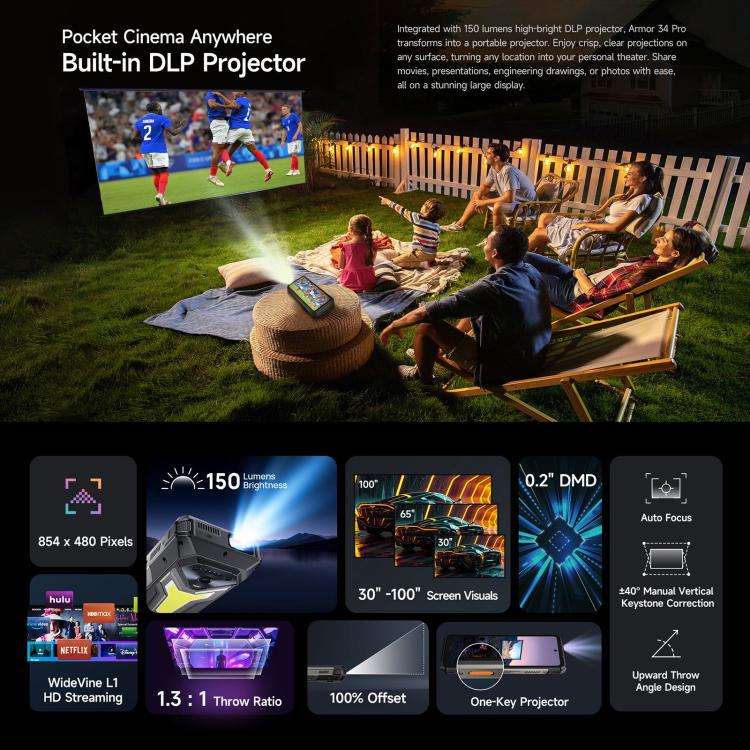 Ulefone Armor 34 Pro, 16GB+512GB, Night Vision, IP68/IP69K Rugged Phone, 6.95 inch Android 15 Med...