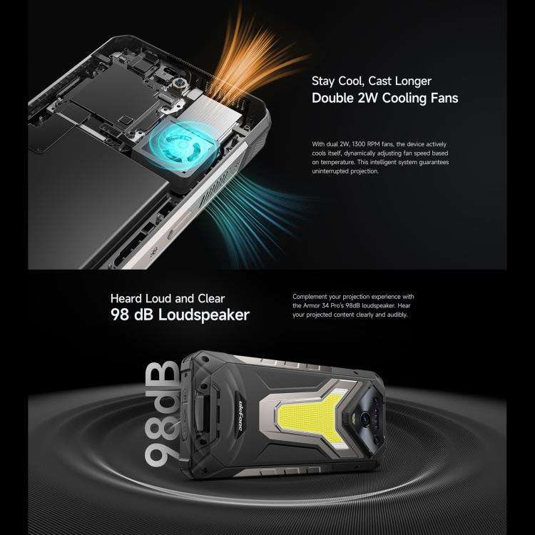 Ulefone Armor 34 Pro, 16GB+512GB, Night Vision, IP68/IP69K Rugged Phone, 6.95 inch Android 15 Med...