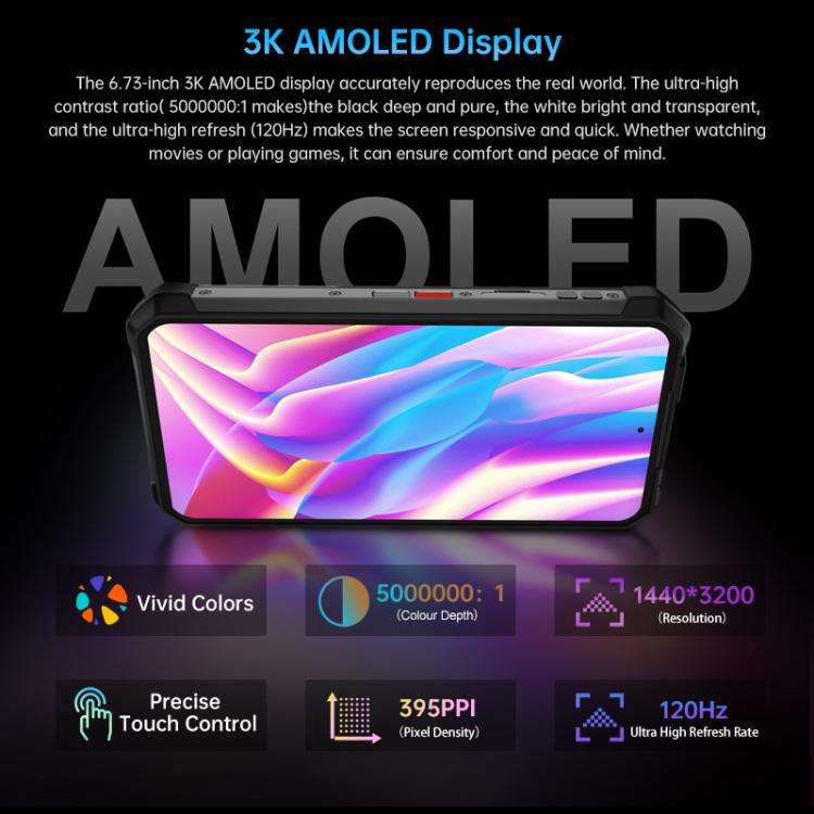 Unihertz Tank 4 Pro Projector Rugged Phone, 16GB+512GB, Night Vision, 6.73 inch Android 13 Dimens...