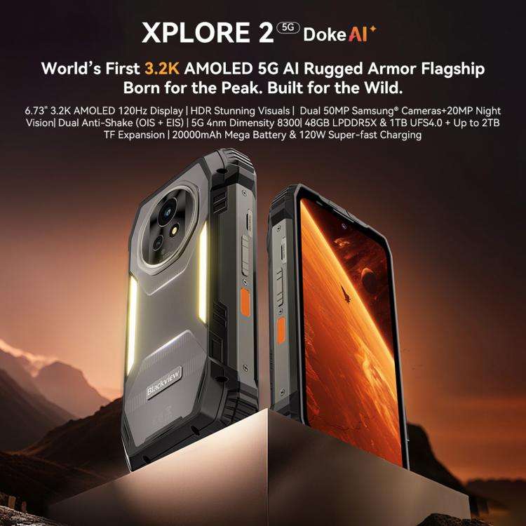 Blackview XPLORE 2, 12GB+256GB, 6.73 inch Android 15 Dimensity 8300 MT6897 Octa Core, Network: 5G...