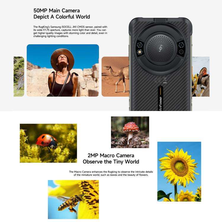 Ulefone RugKing, 8GB+256GB, IP68/IP69K Rugged Phone, 5.99 inch Android 15 Unisoc T7255 Octa Core,...