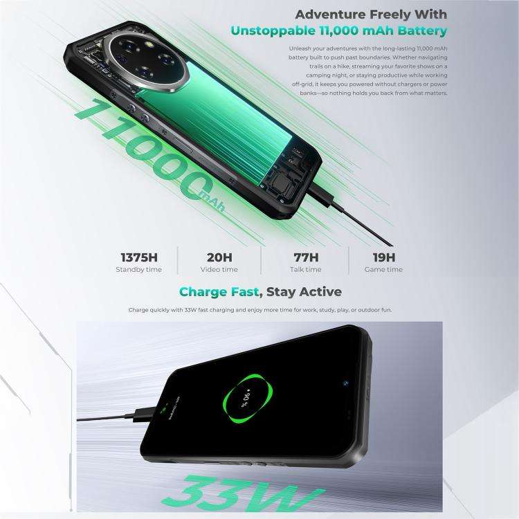 Oukitel WP62 Rugged Phone, 8GB+256GB, 108MP Camera, Fingerprint Identification, 6.6 inch Android ...