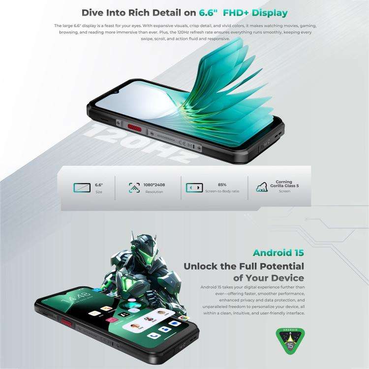Oukitel WP62 Rugged Phone, 8GB+256GB, 108MP Camera, Fingerprint Identification, 6.6 inch Android ...