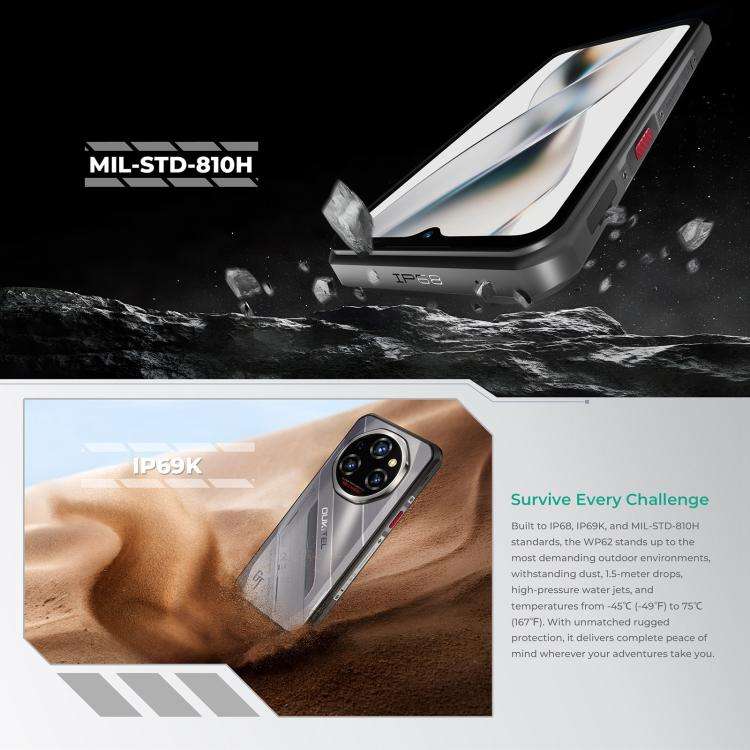 Oukitel WP62 Rugged Phone, 8GB+256GB, 108MP Camera, Fingerprint Identification, 6.6 inch Android ...