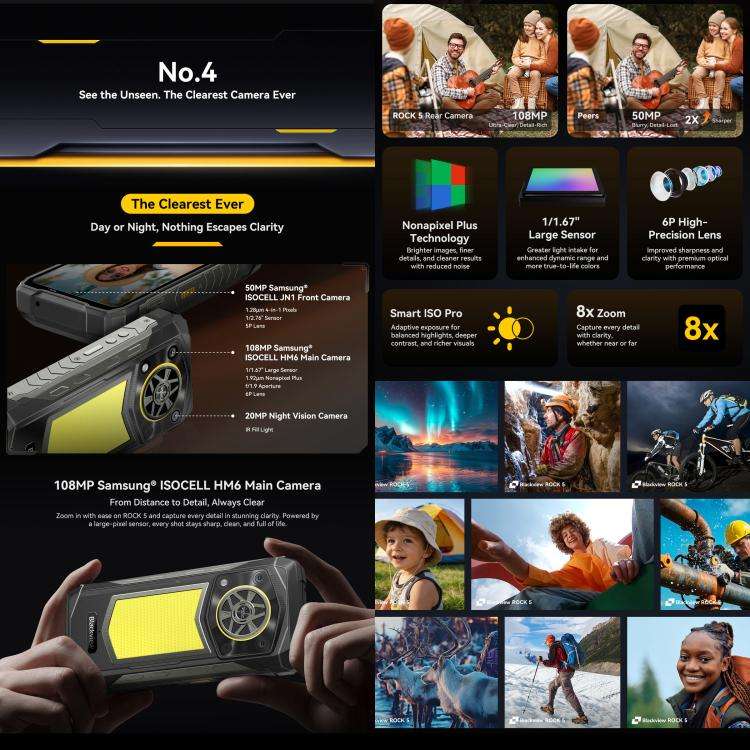 Blackview ROCK 5 Rugged Phone, 12GB+256GB, 6.67 inch Android 16 Helio G100 MT8781 Octa Core, Netw...