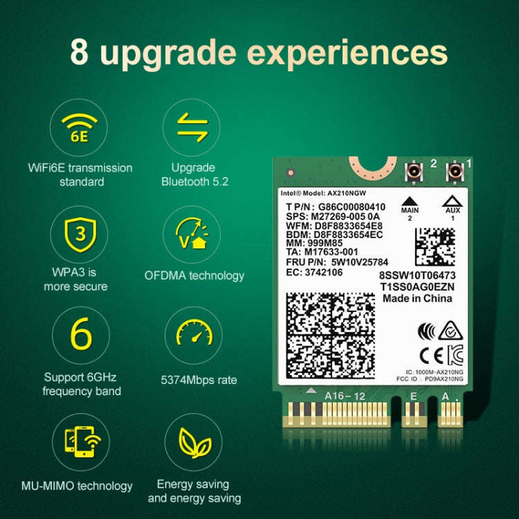 COMFAST AX210 vPro-M 5374Mbps Bluetooth 5.2 Tri-band Wireless Network Card, AX210