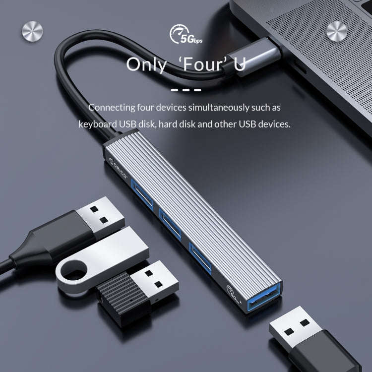 ORICO-AH-13-GY-BP USB 3.0 x 1 + USB 2.0 x 3 to USB-C / Type-C HUB Adapter, AH-13