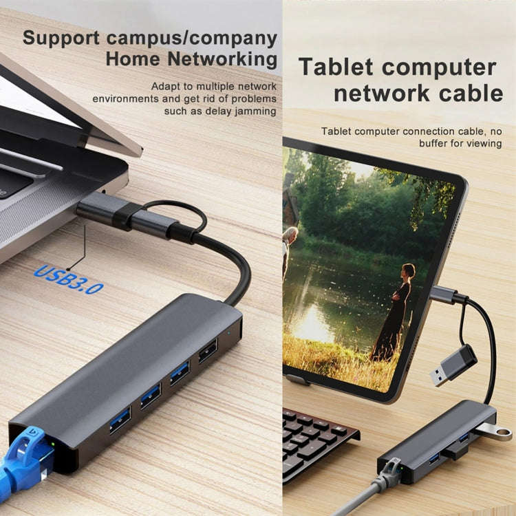 BYL-2208TU 5 in 2 USB + USB-C / Type-C to USB Multifunctional Docking Station HUB Adapter, BYL-2208