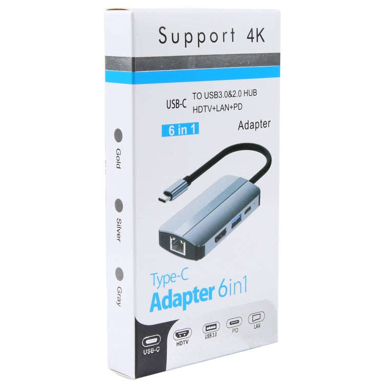BYL-2203 6 in 1 USB-C / Type-C to USB Multifunctional Docking Station HUB Adapter, BYL-2203