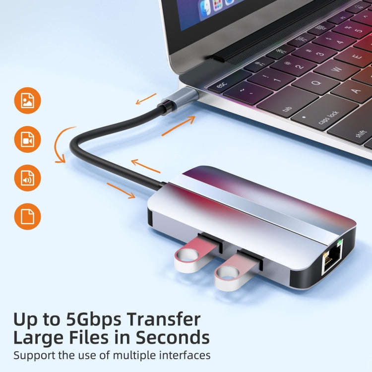BYL-2203 6 in 1 USB-C / Type-C to USB Multifunctional Docking Station HUB Adapter, BYL-2203