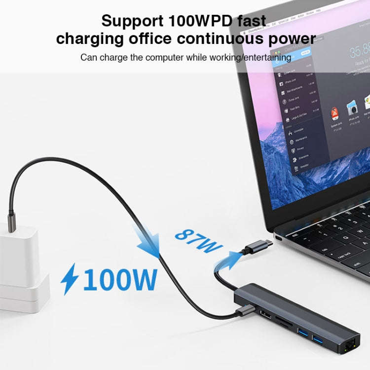 BYL-2303 7 in 1 USB-C / Type-C to USB Multifunctional Docking Station HUB Adapter, BYL-2303