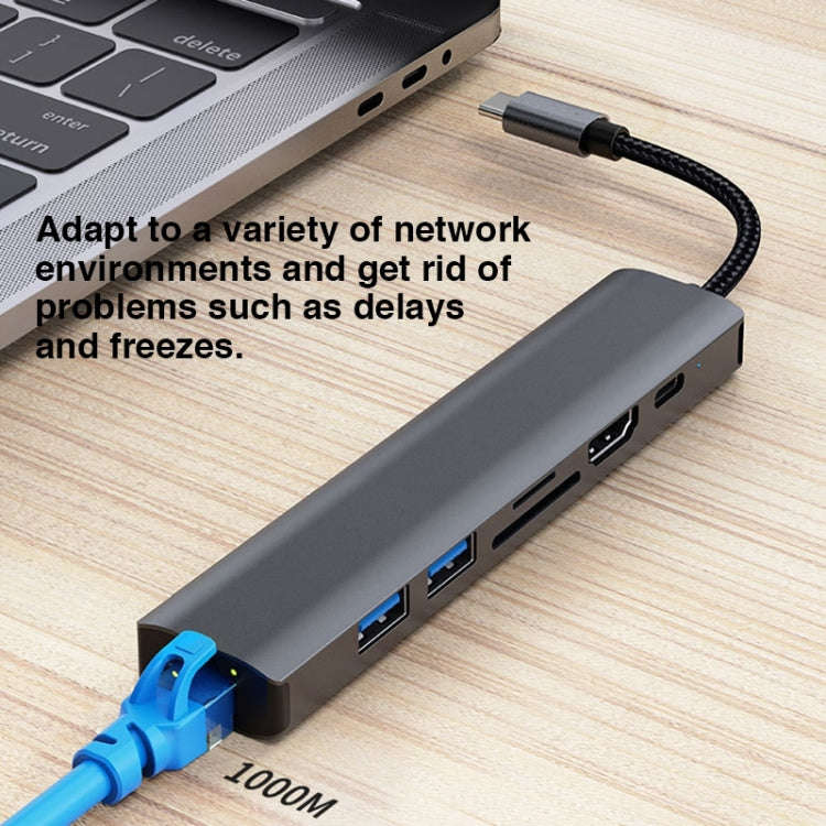 BYL-2303 7 in 1 USB-C / Type-C to USB Multifunctional Docking Station HUB Adapter, BYL-2303
