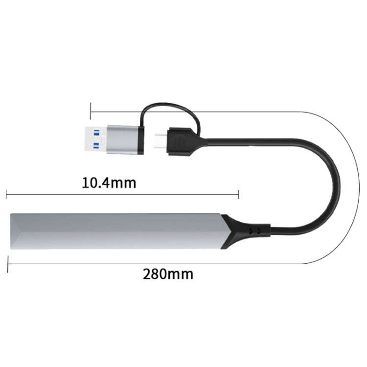 V253B 5 in 1 USB + USB-C/Type-C to USB Multifunctional Docking Station HUB Adapter, V253B