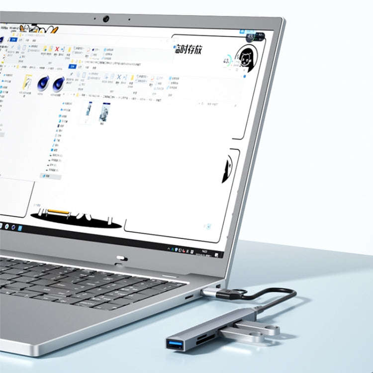 V253B 5 in 1 USB + USB-C/Type-C to USB Multifunctional Docking Station HUB Adapter, V253B