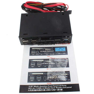 5.25 inch Media PC Dashboard Card Reader 2 x USB 3.0 + 6 x USB 2.0 SATA, 2 x USB 3.0 + 6 x USB 2....