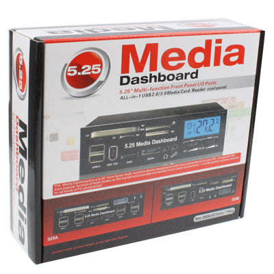 5.25 inch Media PC Dashboard Card Reader 2 x USB 3.0 + 6 x USB 2.0 SATA, 2 x USB 3.0 + 6 x USB 2....