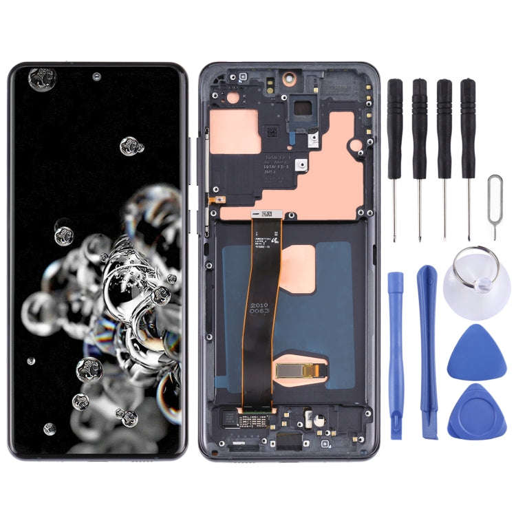 Original LCD Screen and Digitizer Full Assembly with Frame for Samsung Galaxy S20 Ultra 4G/S20 Ul...
